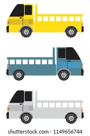 Set of side View mini truck vector and Illustratior