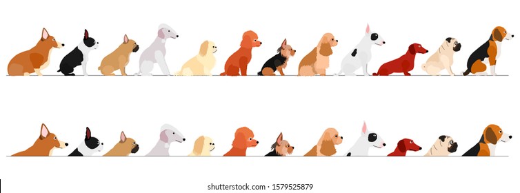 set of  side view small dogs border