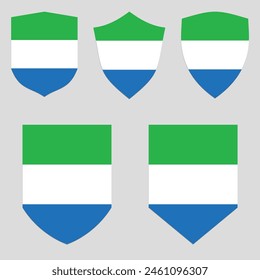 Set von Sierra Leone Flagge in Schildform