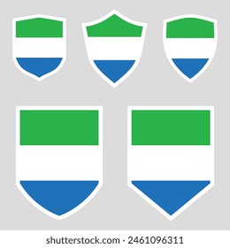 Set von Sierra Leone Flagge in Schildform