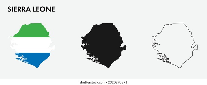 Set of sierra Leone map isolated on white background, vector illustration design
