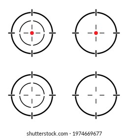 Set of Sight gun vector icon. Modern target illustration of crosshair symbol for web design. Cross mark dot .