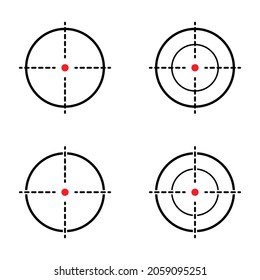 Conjunto de icono del vector de pistola de visión. Ilustración objetivo moderna del símbolo cruzado para el diseño web. Punto de cruz.