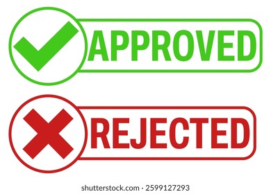 Set sign approved rejected icon. check mark and cross symbol design vector illustration