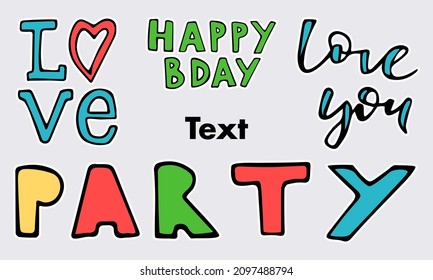 Set of sign for celebrations Birthday Christmas New Year Valentine's Day