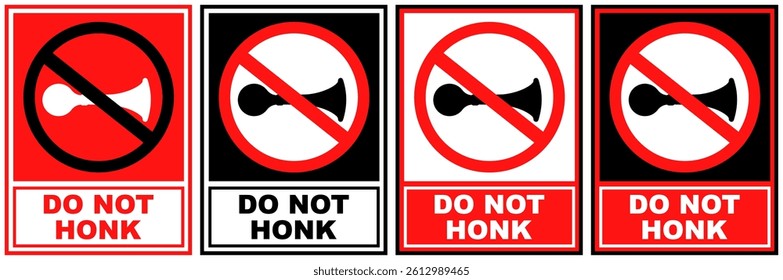 set sign do not honk prohibited symbol design label template vector illustration