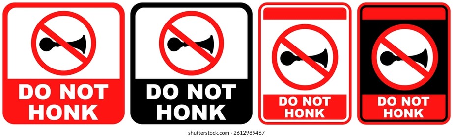 set sign do not honk prohibited symbol design label template vector illustration