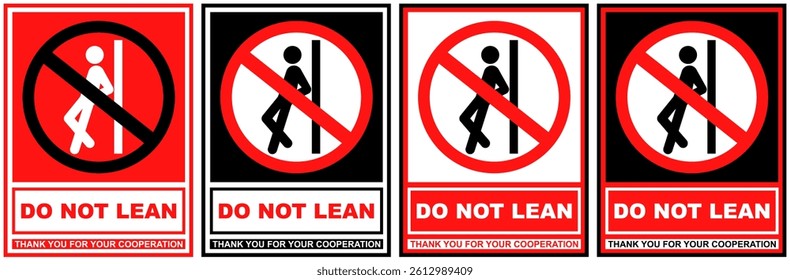 set sign do not lean prohibited symbol design label template vector illustration