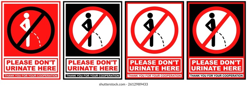 set sign do not urinate prohibited symbol design label template vector illustration