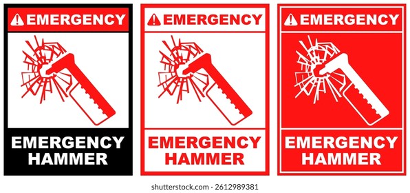 set sign emergency hammer symbol design label template vector illustration