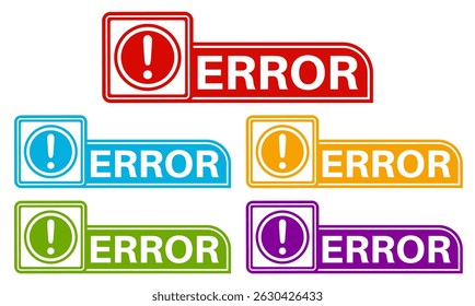 set sign error icon. trouble symbol template labels sticker design template vector illustration