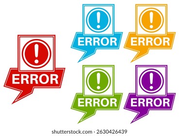Icono de error de set sign. Plantilla de símbolo de problema Ilustración vectorial de Plantilla de diseño de pegatinas