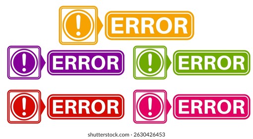 set sign error icon. trouble symbol template labels sticker design template vector illustration