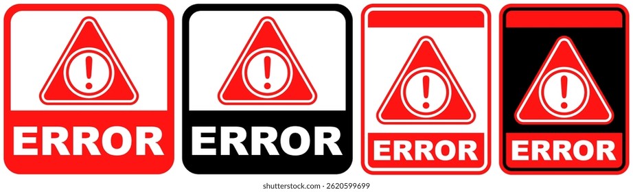 set sign error symbol design label template vector illustration