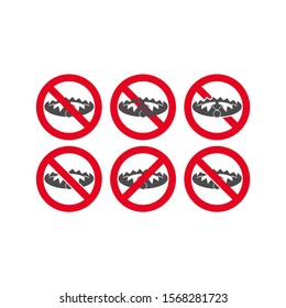 Set sign forbidden to hunt for a trap in a flat style.Vector illustration.