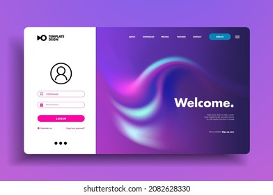 Set of Sign Up and Sign In forms. Colorful gradient swoosh. Registration and login forms page. Professional web design, full set of elements.