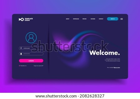 Set of Sign Up and Sign In forms. Colorful gradient. Registration and login forms page. Professional web design, full set of elements. Foto stock © 