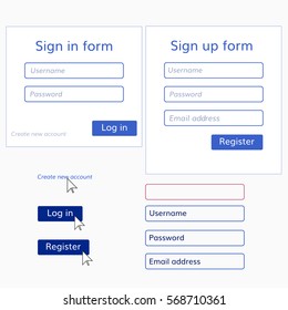 Set of Sign in and sign up forms for website 