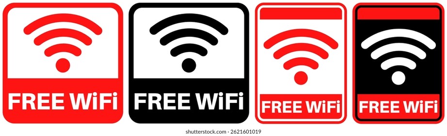 set sign free wifi symbol design label template vector illustration