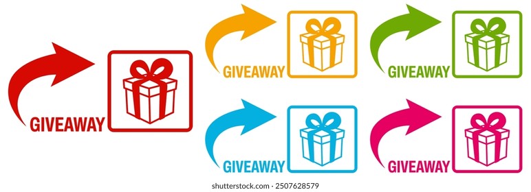 set sign giveaway icon. gift event competition template banner design vector illustration