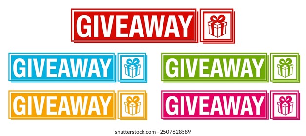 set sign giveaway icon. gift event competition template banner design vector illustration