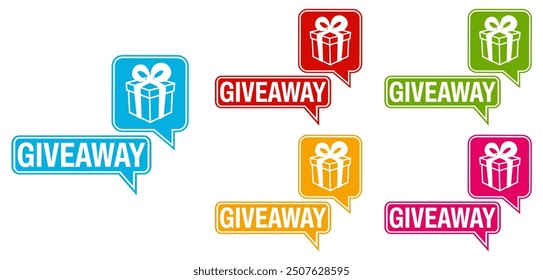 set sign giveaway icon. gift event competition template banner design vector illustration