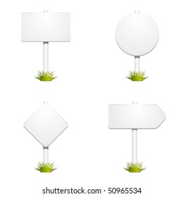 Set with sign with grass vector
