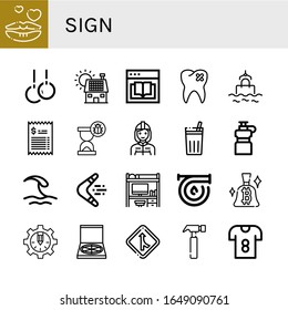 Set of sign icons. Such as Romantic, Rings, Solar panel, Ebook, Broken tooth, Sea, Bill, Hourglass, Firefighter, Chicha de frutilla, Water bottle, Wave, Boomerang , sign icons