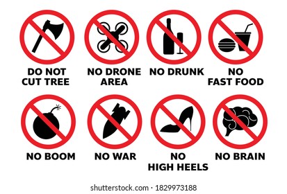 set of sign information symbol no drone no food no war in vector eps10