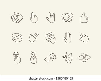 Set of sign language flat simple icons. Gesturing isolated sign pack. Gesture concept. Vector illustration symbol elements for web design