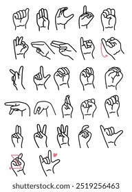 Set Sign language letter ABC