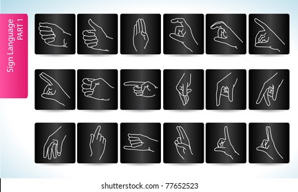 set of sign language symbols - back - part 1