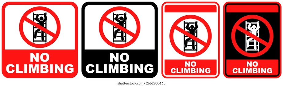 set sign no climbing prohibited symbol design label template vector illustration