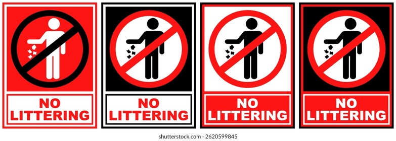 set sign no littering symbol design label template vector illustration
