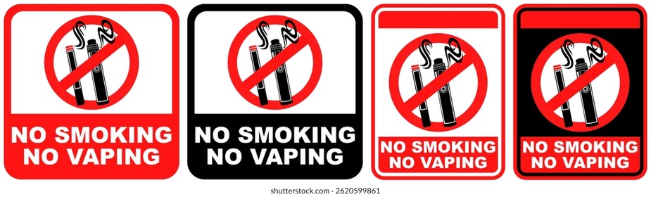 set sign no smoking no vaping prohibited symbol design label template vector illustration