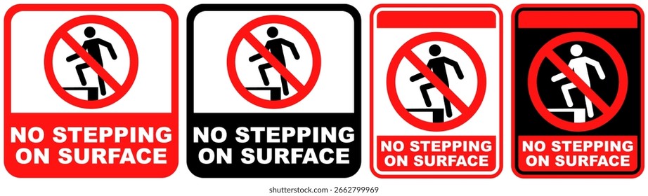 set sign no stepping prohibited symbol design label template vector illustration