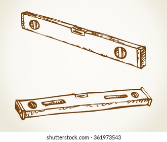 Set sign of old labour fix plane level symbol isolated on white background. Freehand outline ink drawn icon sketchy in scribble style pen on paper. View closeup with space for text on white background