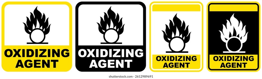 set sign oxidizing agent safety symbol design label template vector illustration