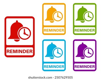 set sign reminder icon template notification labels design vector illustration	