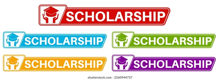 set sign scholarship icon. free education template banner labels sticker design vector illustration