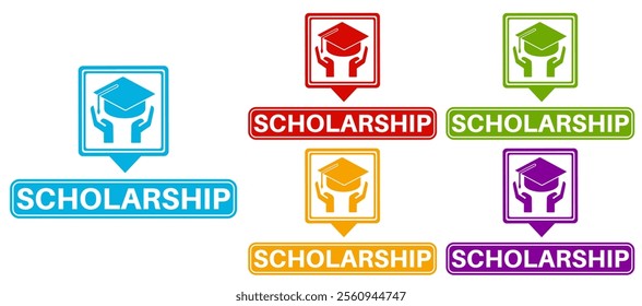set sign scholarship icon. free education template banner labels sticker design vector illustration