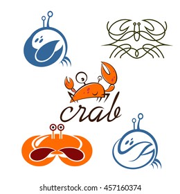 Set sign symbol crab. Vector crab isolated on white background.