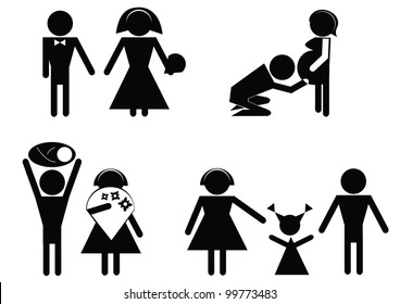 Set sign and symbol happy family.