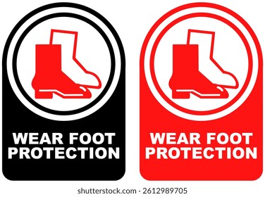 set sign wear foot protection safety symbol design label template vector illustration