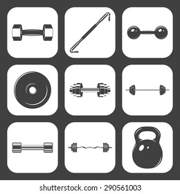 Set of sign weights for fitness or gym icons. Vector EPS8 illustration. 