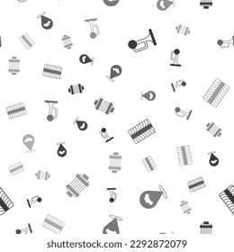 Set Signal horn on vehicle, Location with car service, Car tire wheel and air filter on seamless pattern. Vector