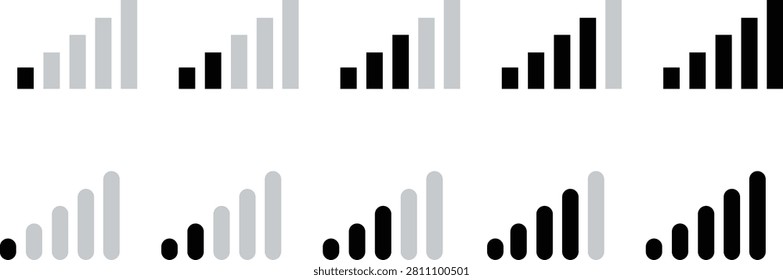 Set of signal strength indicator icons with strength indicator connectivity wireless reception connection technology interface communication illustration isolated internet