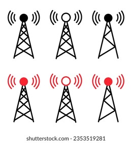 Set von Signal Turm Symbol, Wireless-Technologie Netzwerk-Zeichen, Antennen-Radio Vektorgrafik .