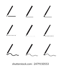 Set of signature icons isolated on white background. Collection pen signing symbol