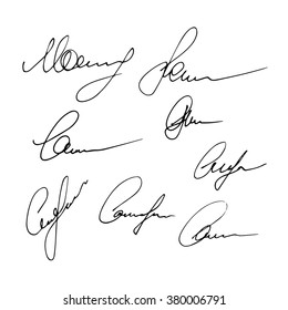 Set of signatures isolated on a white background. Hand written signatures. Business autograph illustration